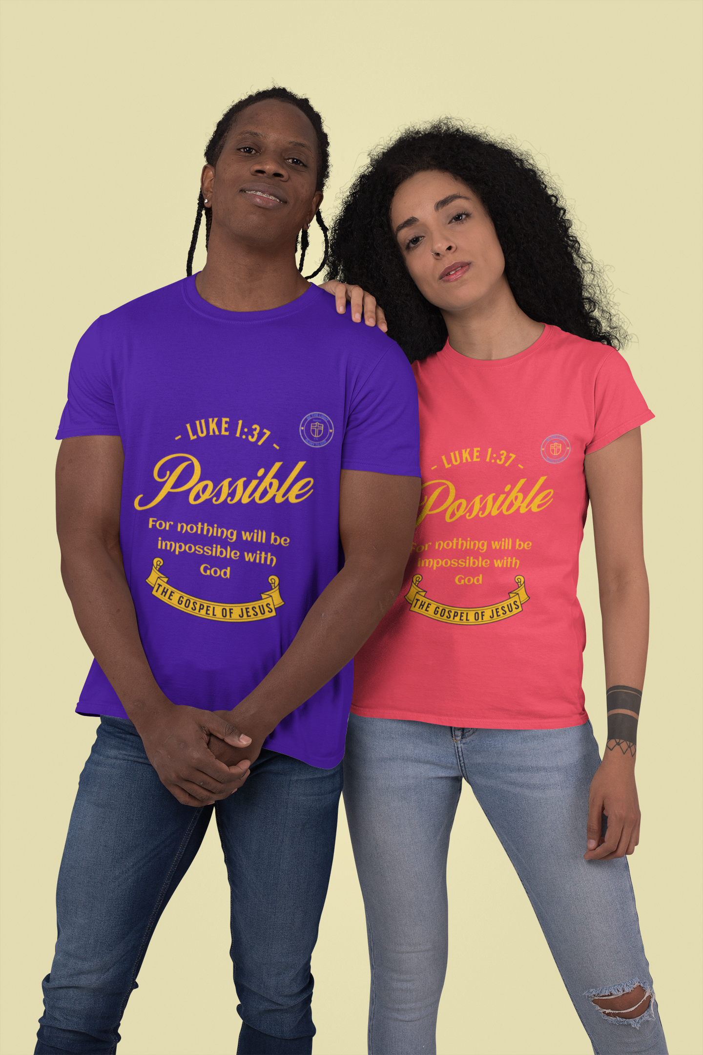 Nothing is Impossible Quote Unisex Tee, Christian Religious Tee, Gospel of Luke Scripture Shirt, Inspirational Religious Gift